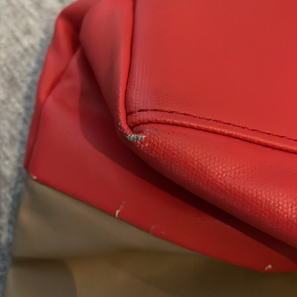 Tory Burch all leather tan and red tote bag good/fair quality - Picture 5 of 5